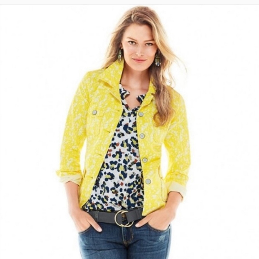 CAbi Field of Daisies a Yellow Utility Jacket Sz S